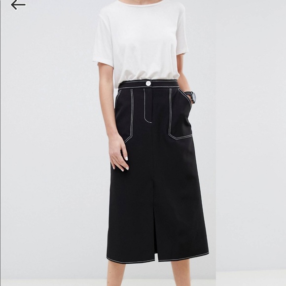 ASOS Dresses & Skirts - ASOS contrast stitch midi Skirt